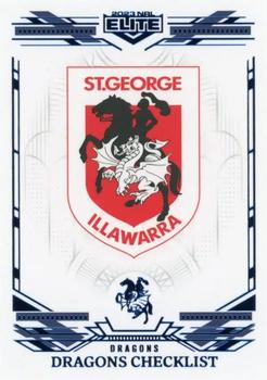 2023 NRL Traders Elite - Mojo Sapphire #MS118 St. George-Illawarra Dragons Checklist Front